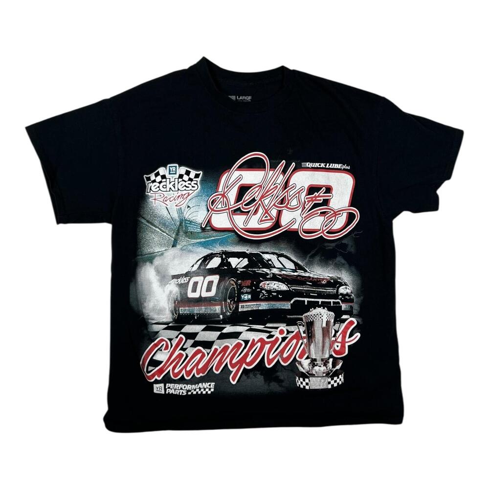 Young & Reckless Racing T-Shirt Mens M/L Black Race Car Champions Graphic Tee